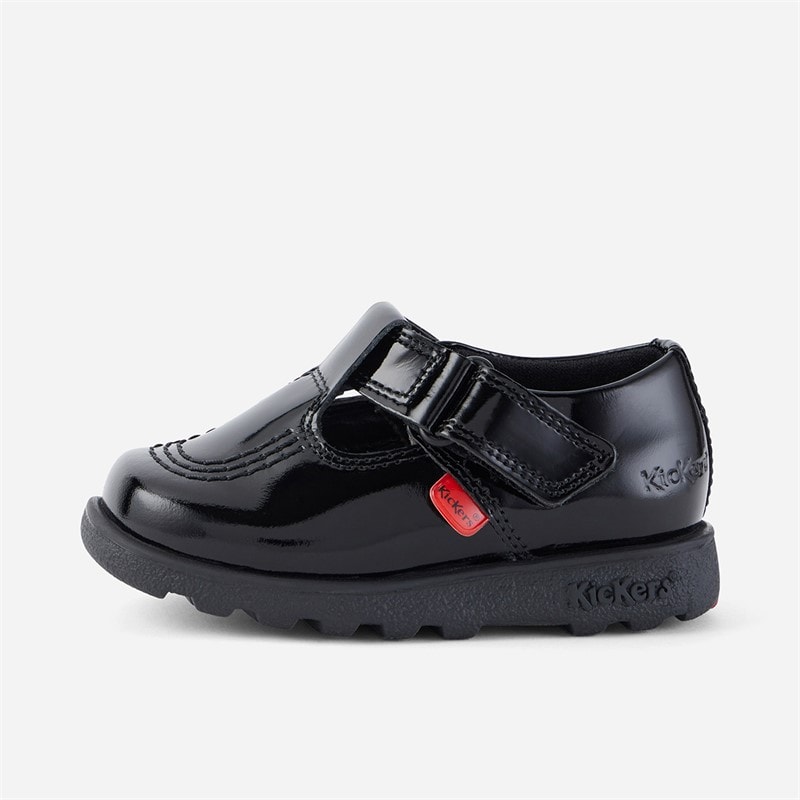 Kickers Infant Girls Fragma T-Bar School Shoes Black