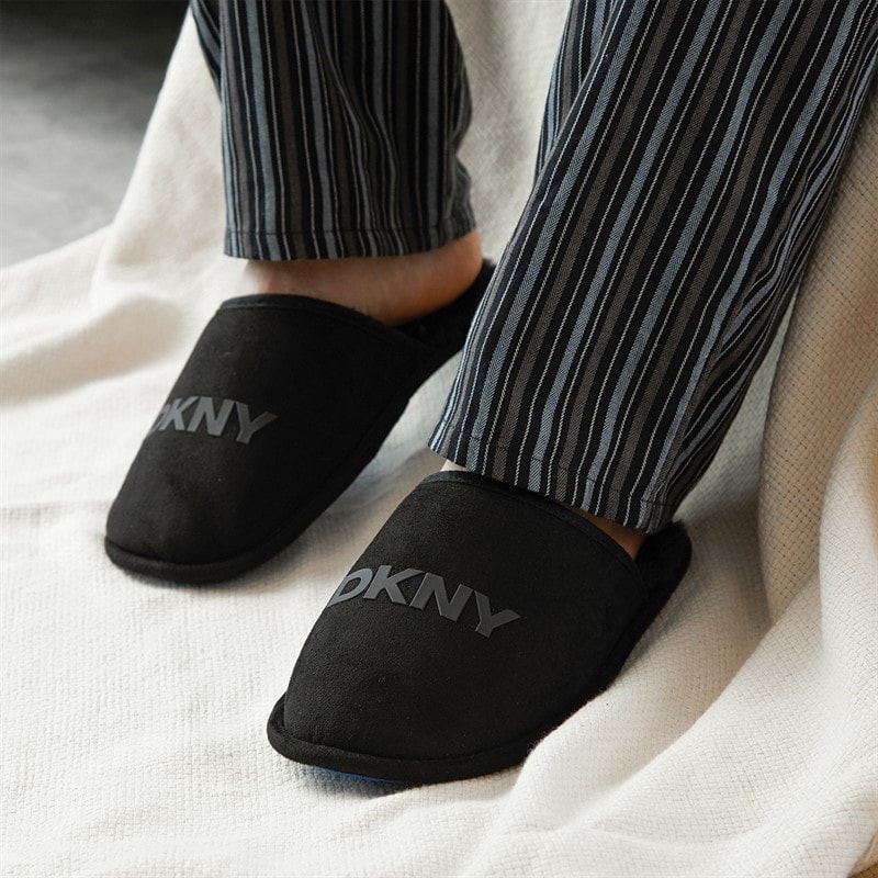 DKNY Mens Lyra Mule Slippers Black