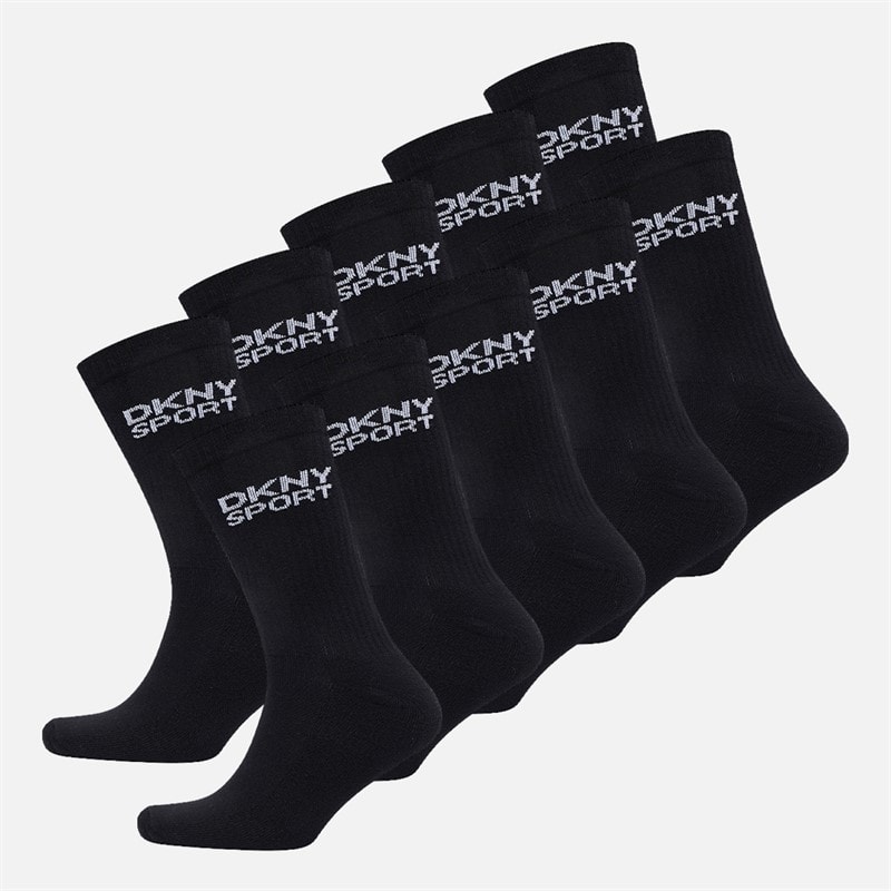 DKNY Mens Radde Ten Pack Crew Socks Black