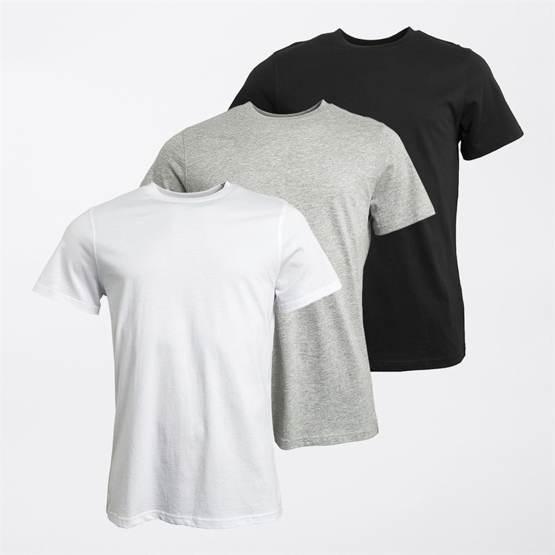 Kangaroo Poo Mens Three Pack T-Shirts Black/White/Grey Marl