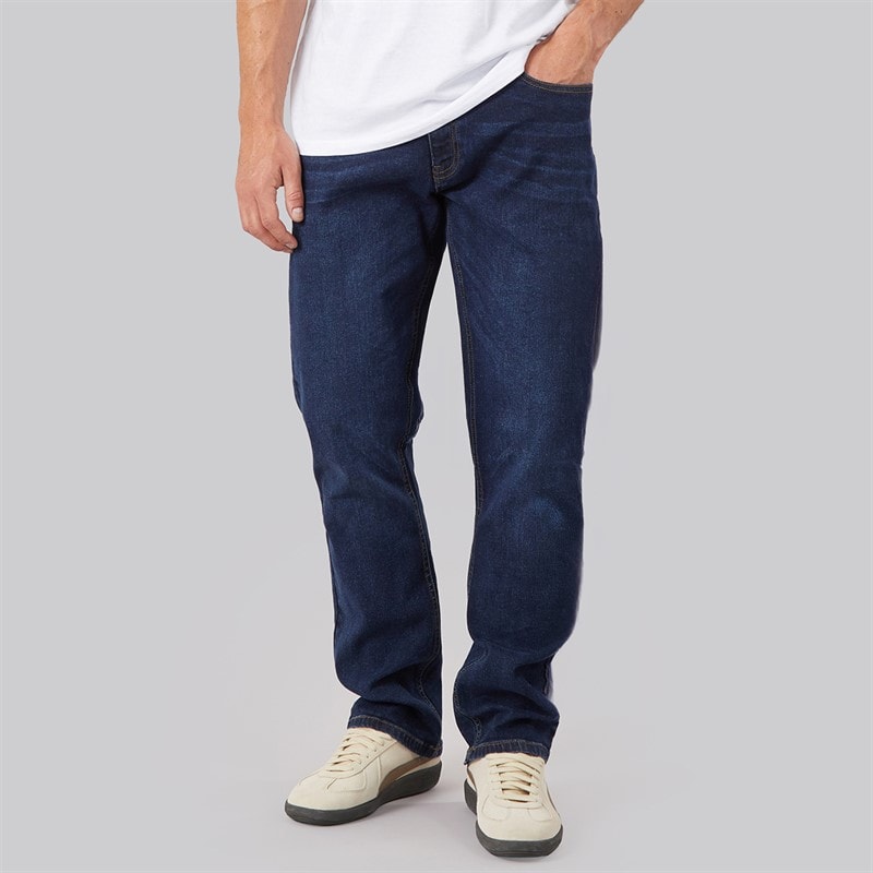 Kangaroo Poo Mens Stretch Straight Fit Jeans Dark Wash
