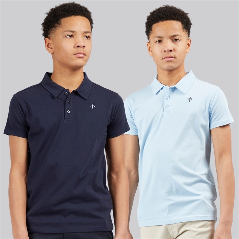 Kangaroo Poo Boys Two Pack Polo Shirts Navy/Light Blue