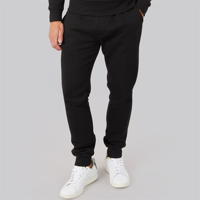 Kangaroo Poo Mens Regular Fit Cuffed Fleece Joggers Black