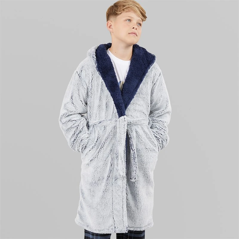Kangaroo Poo Boys Dressing Gown Navy/Winter White