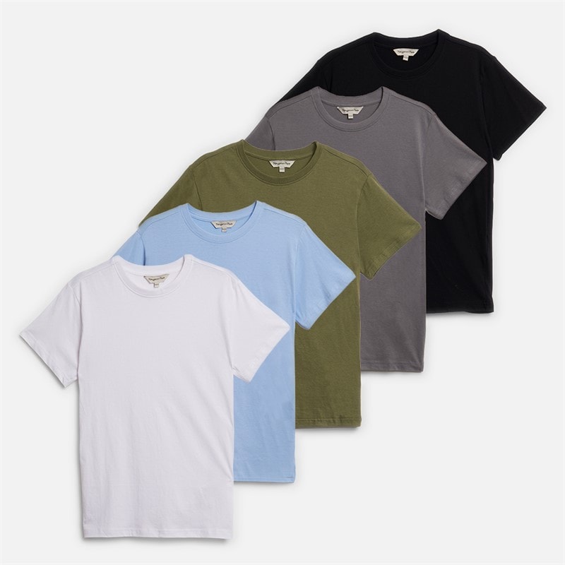 Kangaroo Poo Boys Five Pack Plain T-Shirts Multi