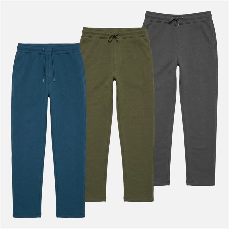 Kangaroo Poo Mens Three Pack Open Hem Joggers Denim Blue/Khaki/Magnet