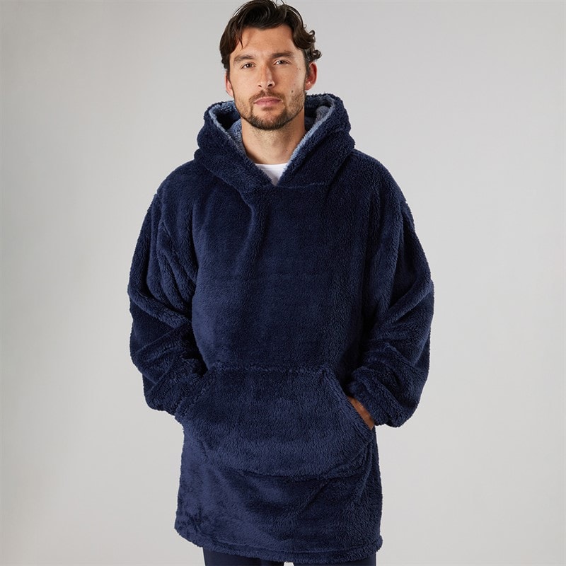 Kangaroo Poo Mens Oversized Blanket Hoodie Navy/Faded Denim