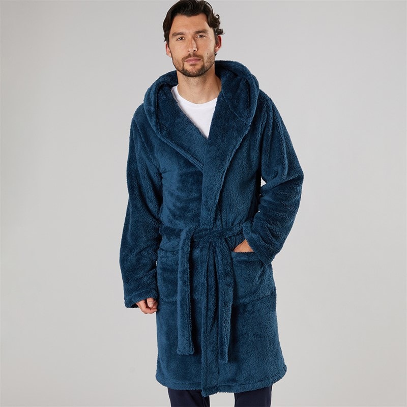 Kangaroo Poo Mens Hooded Robe Petrol