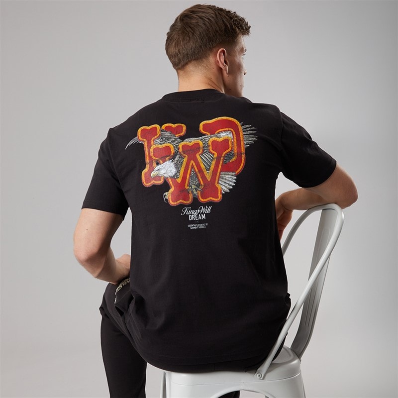 Kings Will Dream Mens Eagle Relaxed Fit T-Shirt Black