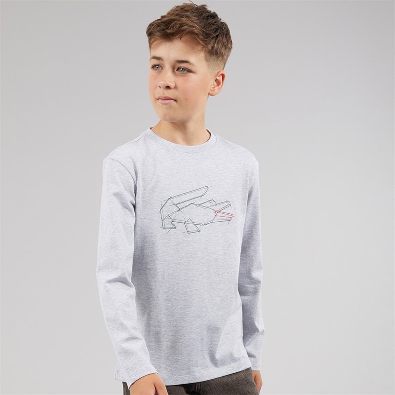 Lacoste Boys Long Sleeve T-Shirt Argent Chine