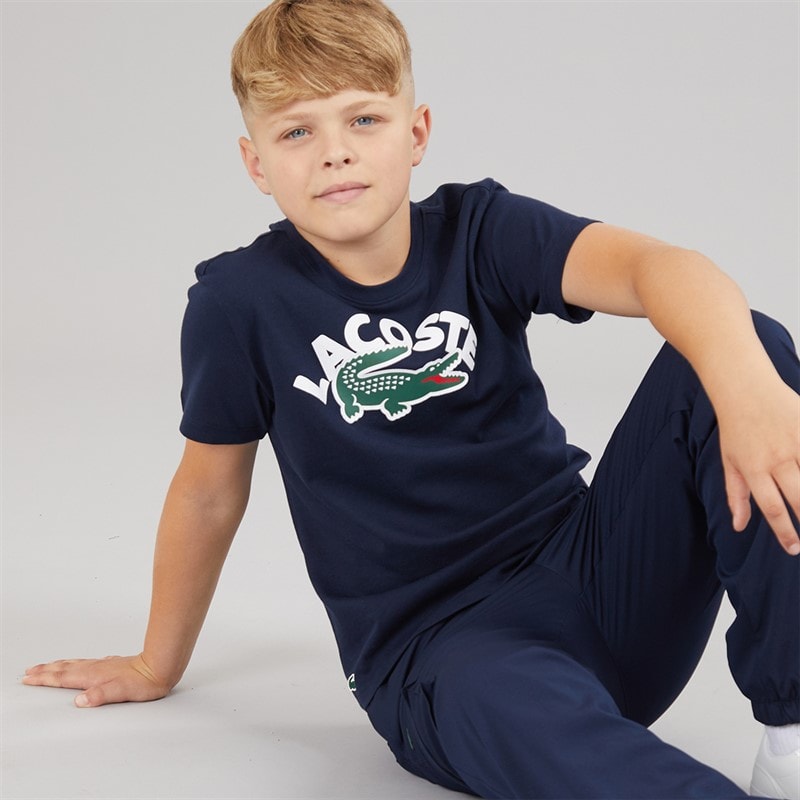 Lacoste Boys Wordmark Croc T-Shirt Marine