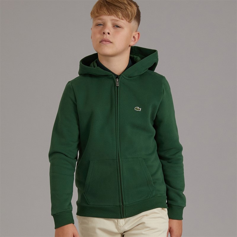Lacoste Boys Core Fleece Full Zip Hoodie Vert