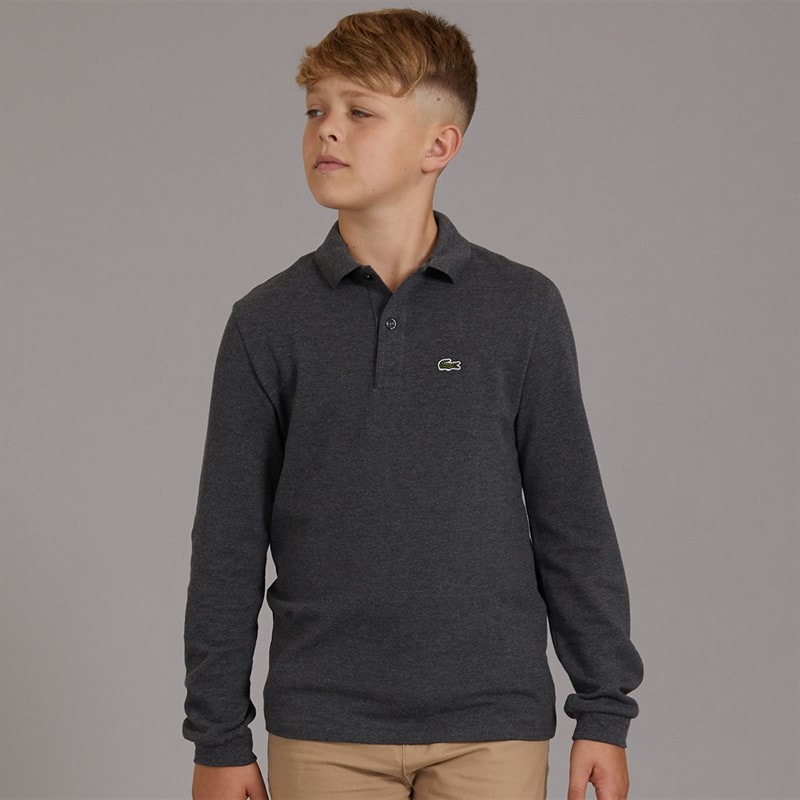 Lacoste Boys Long Sleeve Polo Shirt Bitume Chine Heather