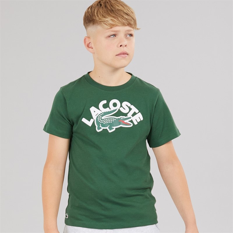 Lacoste Boys Wordmark Croc T-Shirt Vert