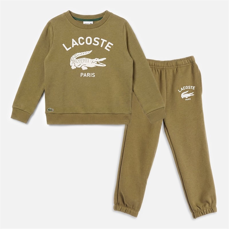 Lacoste Boys Sweatshirt And Joggers Tracksuit Lacoste Olive