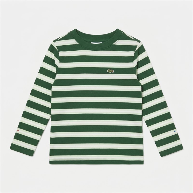 Lacoste Boys Long Sleeve Stripe T-Shirt Vert