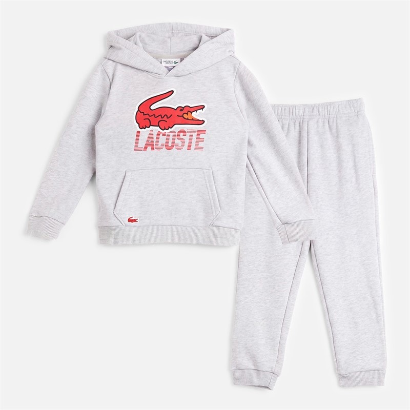 Lacoste Boys French Terry Hoodie And Joggers Tracksuit Argent Chine Heather