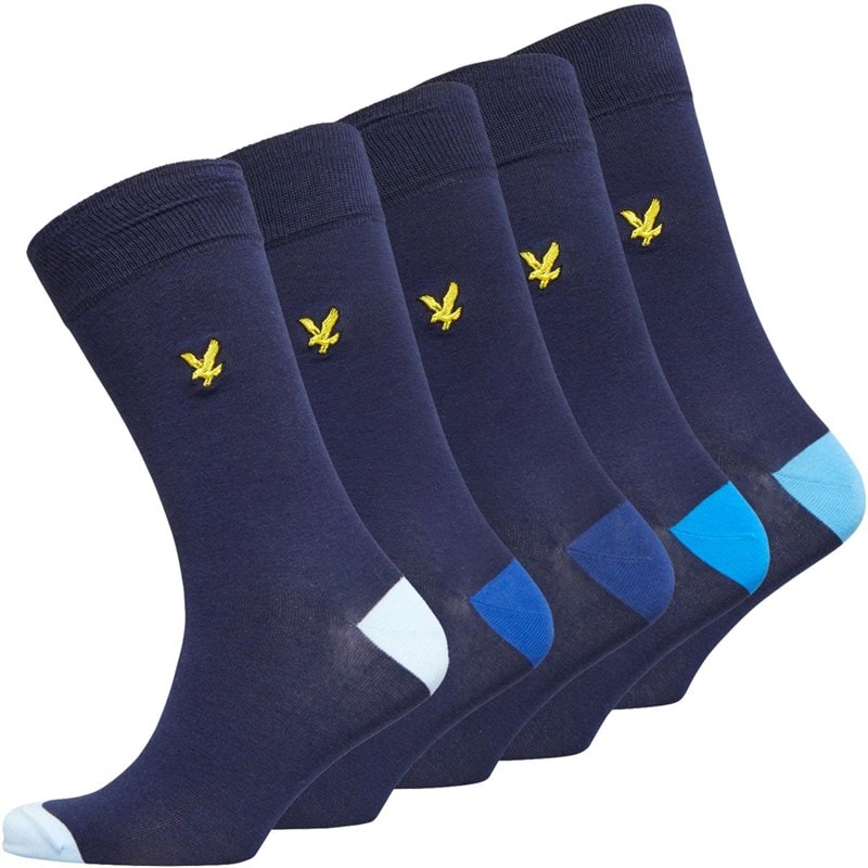 Lyle And Scott Vintage Mens Graham Five Pack Socks Peacoat