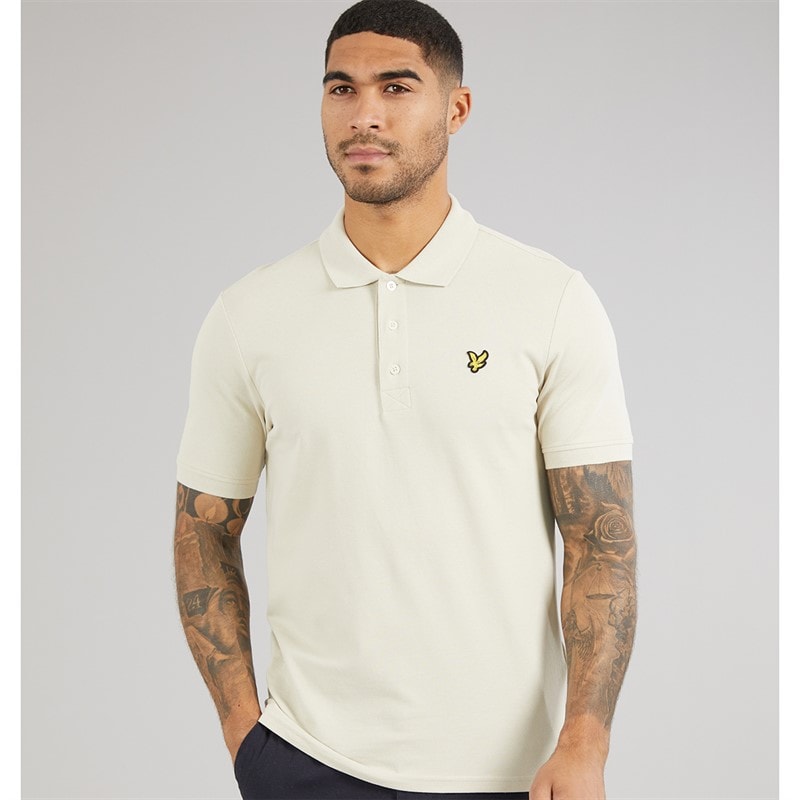 Lyle And Scott Vintage Mens Plain Polo Shirt Grey Taupe