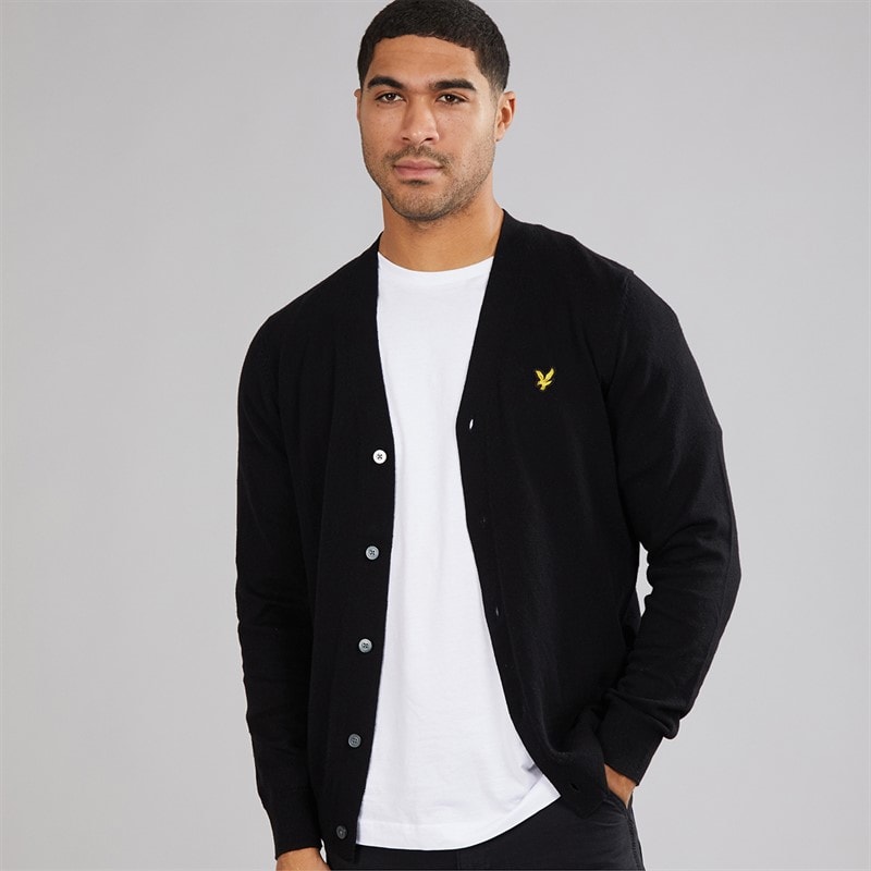 Lyle And Scott Vintage Mens V Neck Cardigan Jet Black