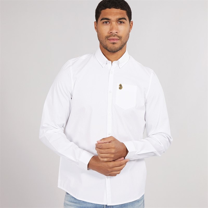 LUKE 1977 Mens Telford Long Sleeve Shirt White
