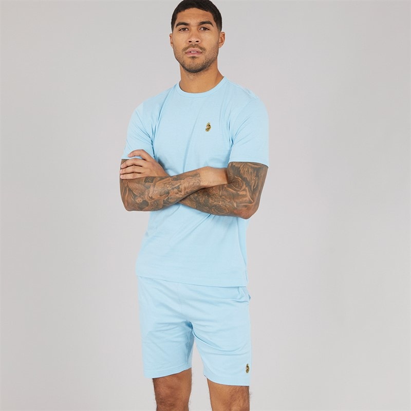 LUKE 1977 Mens Trousersnake T-Shirt And Shorts Set Light Blue