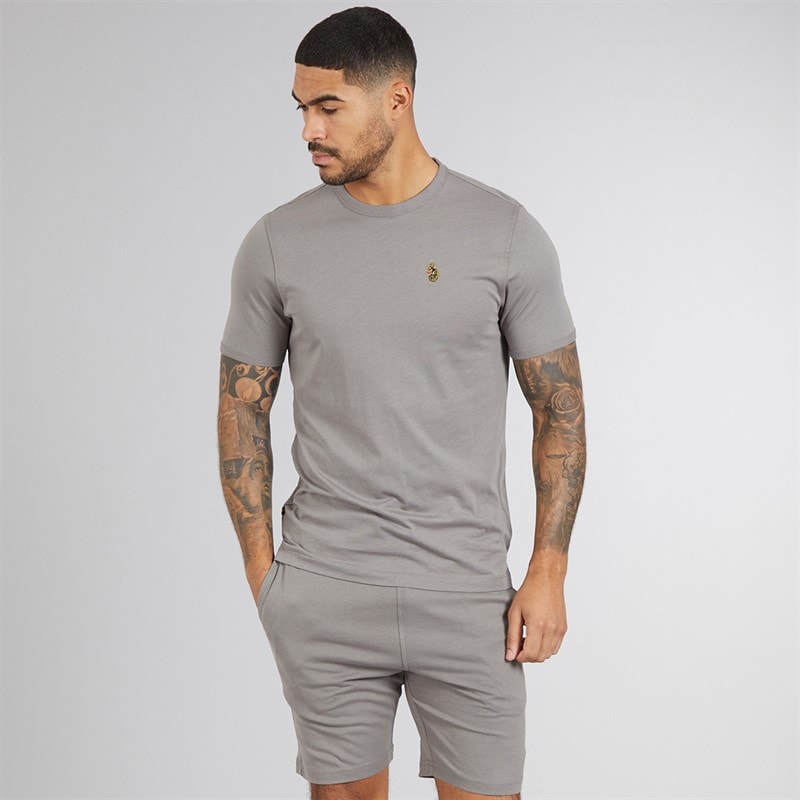 LUKE 1977 Mens Trousersnake T-Shirt And Shorts Set Mid Grey