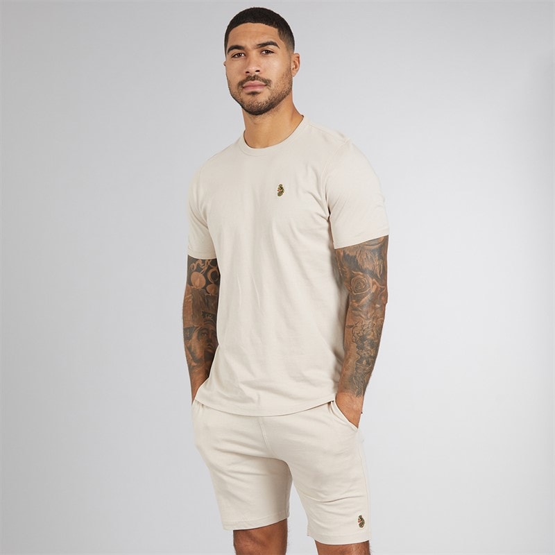 LUKE 1977 Mens Trousersnake T-Shirt And Shorts Set Dark Ecru