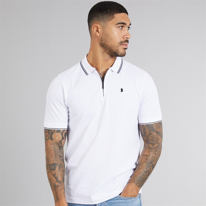 LUKE 1977 Mens Texas Tip Polo Shirt White