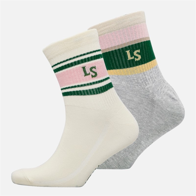 Levi's Mens Levis Short Cut Stripe Two Pack Ankle Socks White/Green
