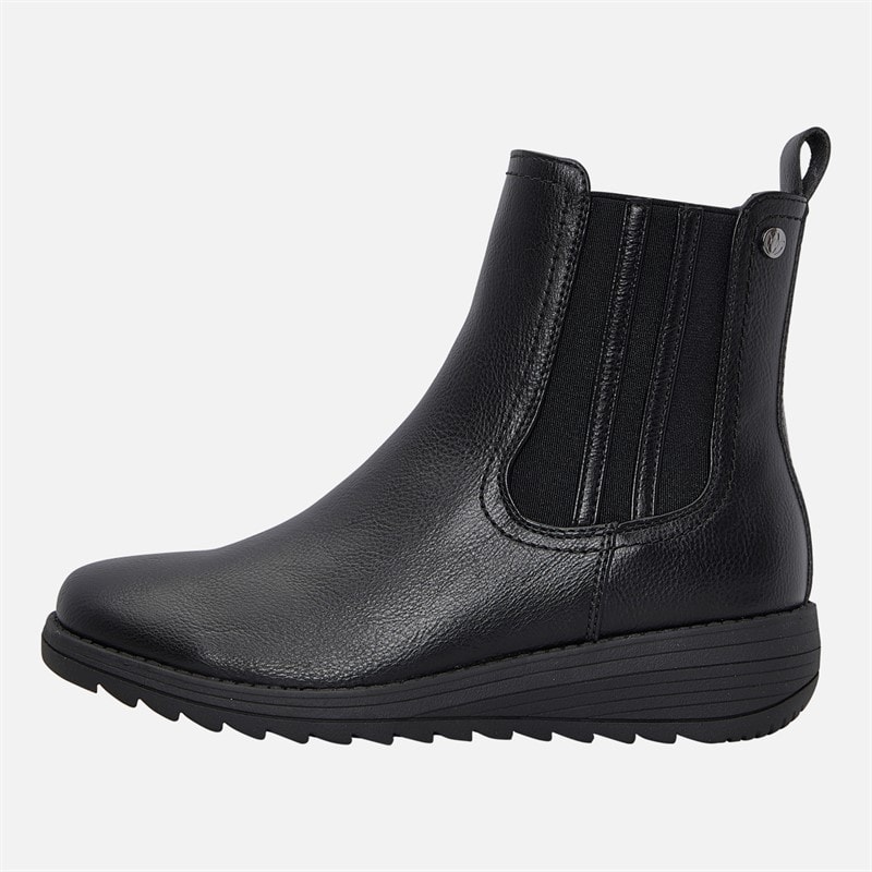 Lotus Womens Viola Wedge Heel Chelsea Boots Black Matt