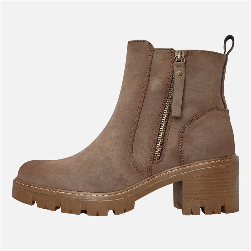 Lotus Womens Side Zip Block Heel Boots Taupe