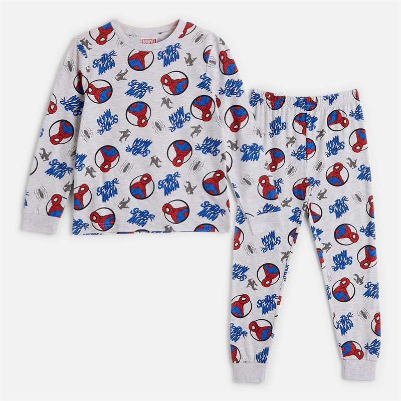 Spiderman Boys Pyjama Set Grey Marl
