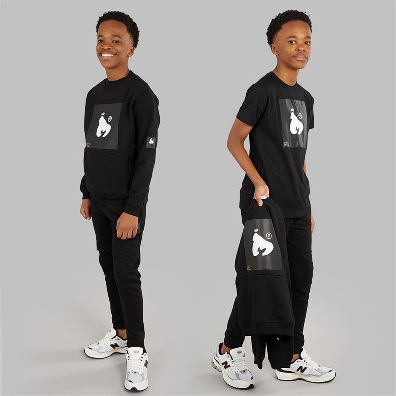 Money Boys Combo Patch T-Shirt Sweatshirt And Joggers Tracksuit Set Black