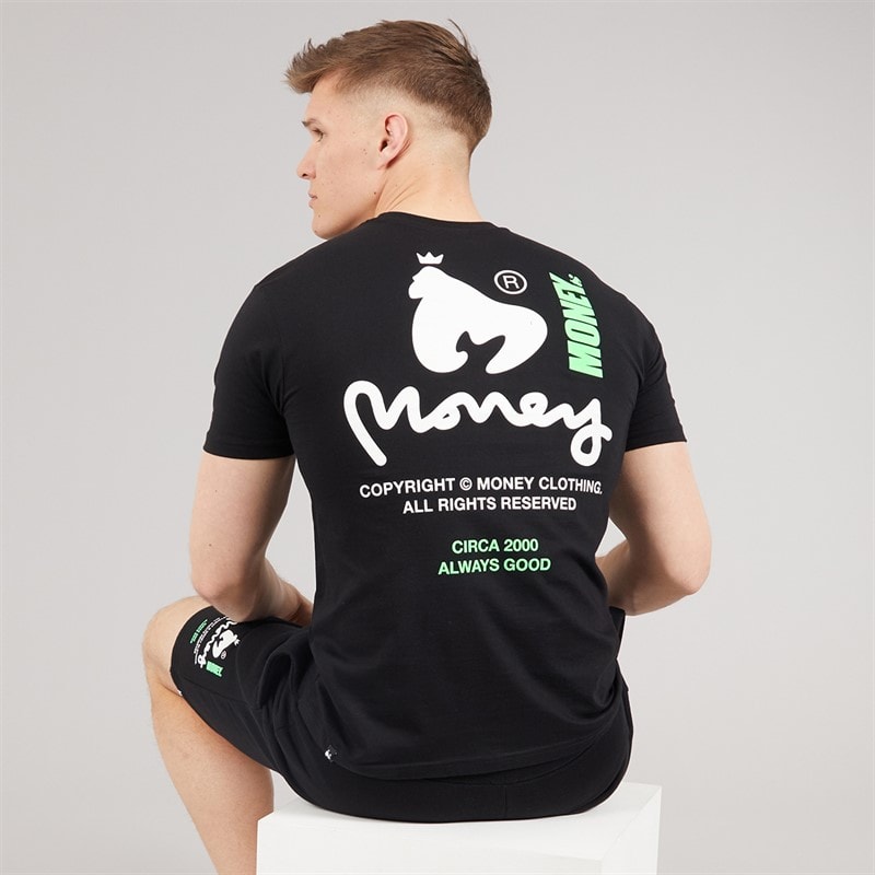 Money Mens Copyright Stencil T-Shirt And Shorts Set Black