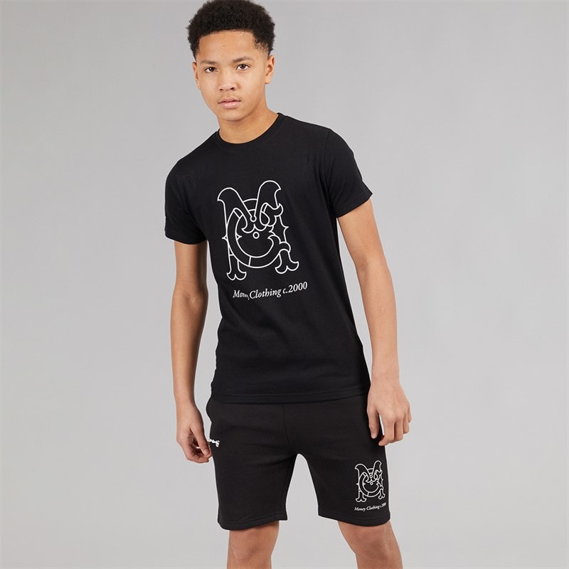 Money Boys Crest Logo T-Shirt And Shorts Set Black