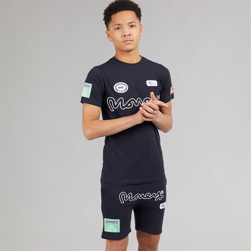 Money Boys Patch T-Shirt And Shorts Set Navy