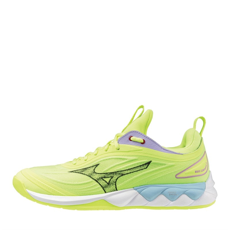 Mizuno Mens Wave Luminous 3 Court Shoes Mizuno Neo Lime/Black/Splish Splash