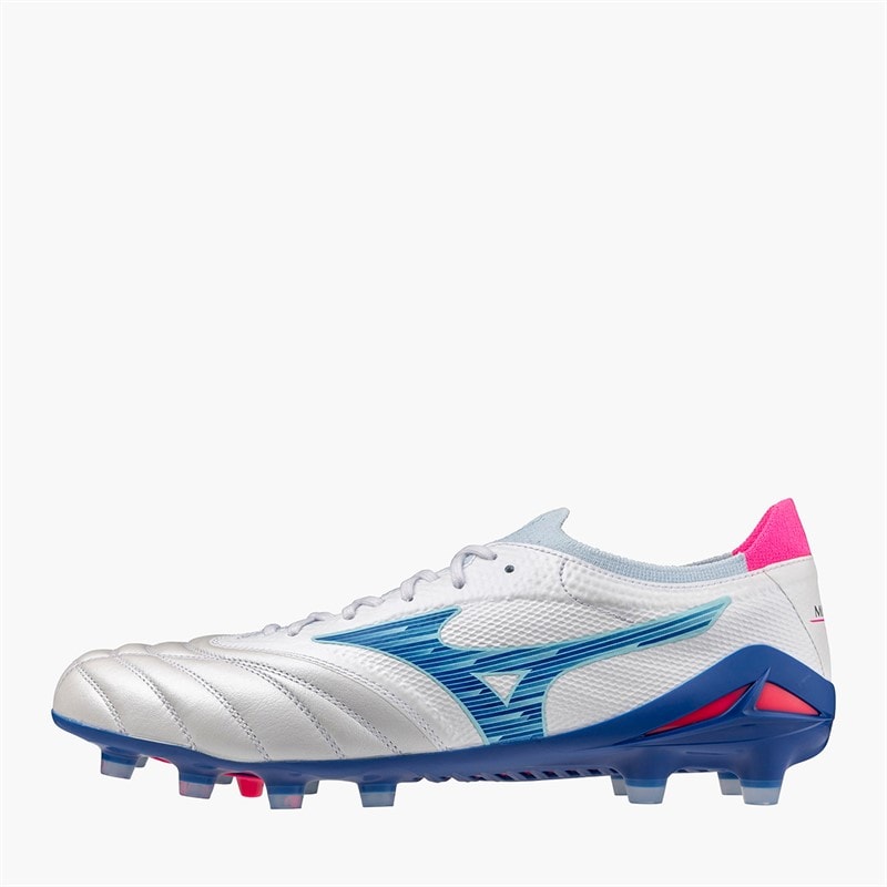 Mizuno Mens Morelia Neo IV Beta Elite FG Firm Ground Football Boots White/Tanager Turquoise/Pink Tetra