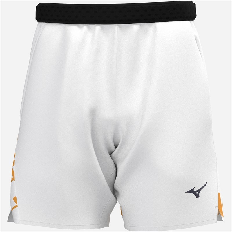 Mizuno Mens DB 8 Inch Amplify Tennis Shorts White/Citrus