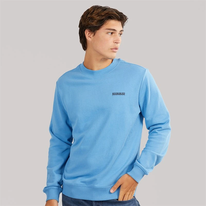 Napapijri Mens Small Box Crew Sweatshirt Blue Jasper