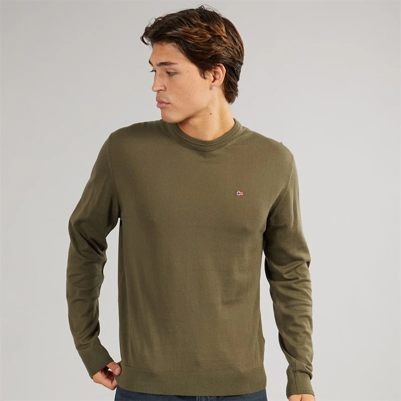 Napapijri Mens Decatur 2.0 Crew Knit Dark Olive
