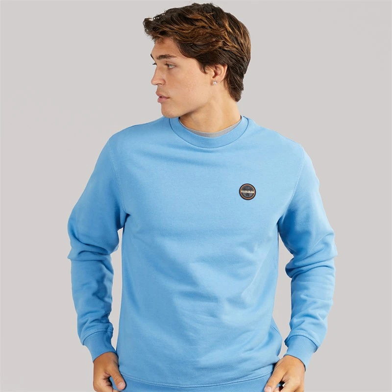Napapijri Mens Badge Crew Sweatshirt Blue Jasper
