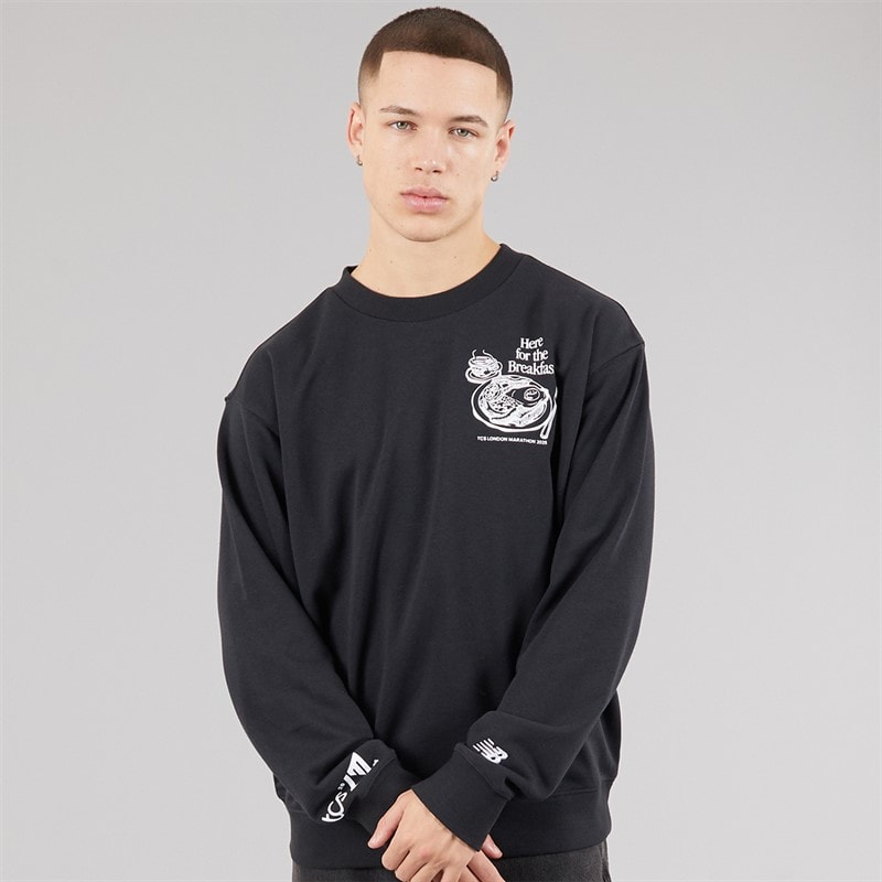 New Balance Mens London Edition Graphic Running Sweatshirt Black