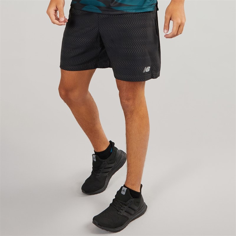 New Balance Mens Sport Essentials Printed 7 Inch Running Shorts Black