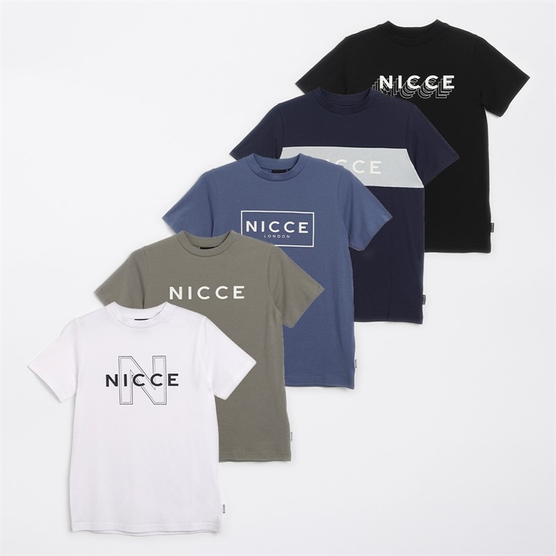 NICCE Boys Vedras Five Pack T-Shirts Shadow/Element Blue/Black/White/Dark Navy Shadow/Element Blue, Black,White & Dark Navy