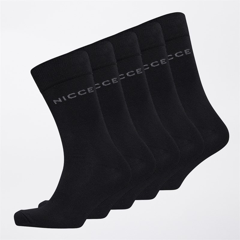 NICCE Mens Chison Five Pack Dress Socks Black