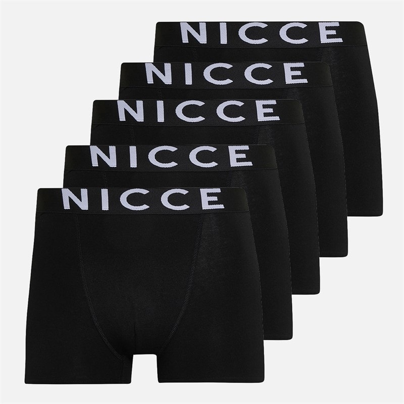NICCE Mens Aylsham Five Pack Boxer Shorts Black