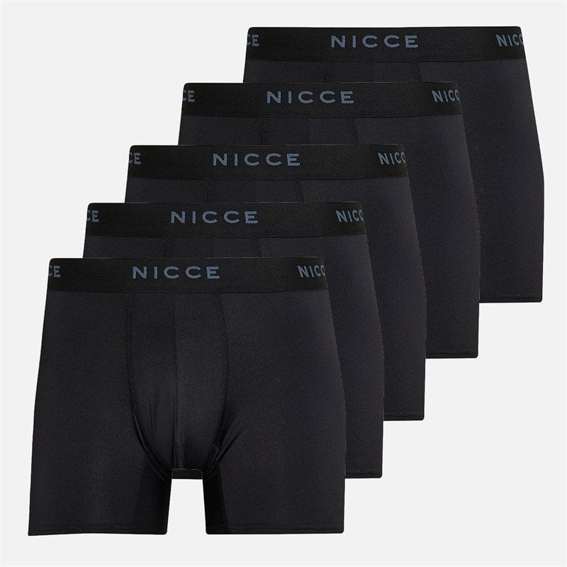 NICCE Mens Lavenham Five Pack Boxer Shorts Black
