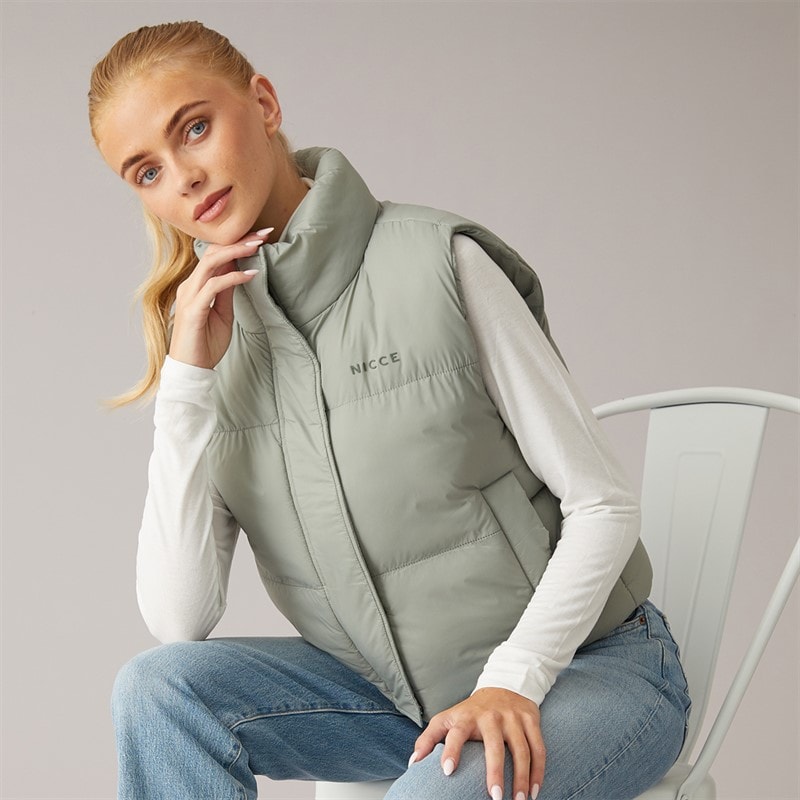 NICCE Womens Lucan Padded Gilet With Print And Bungee Cords Sage